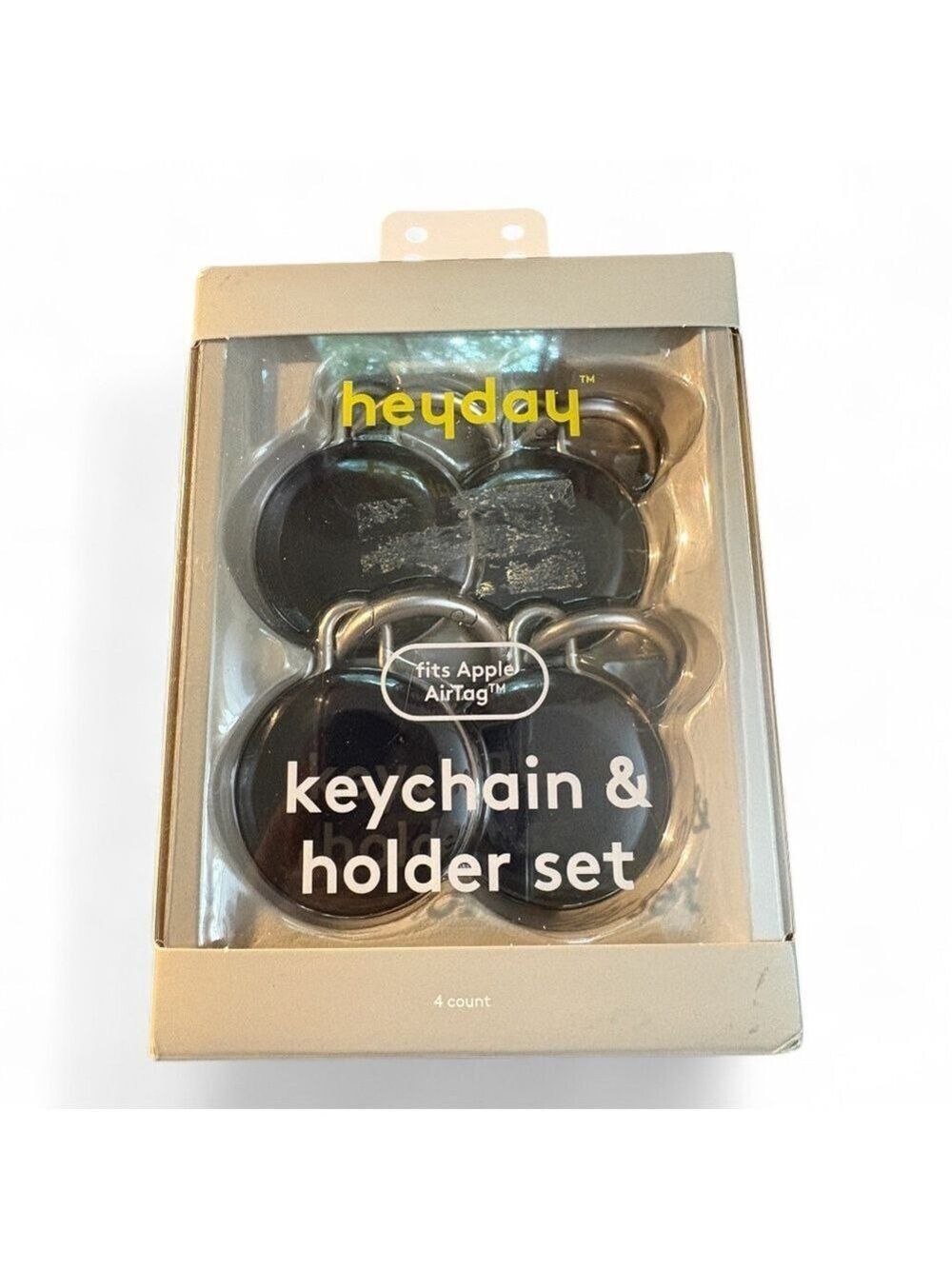 Heyday Black Keychain & Holder for Apple AirTag Set of 4 NIB